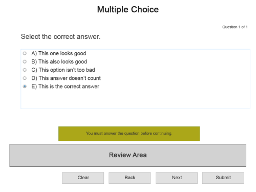 Quiz slide setup (click to see larger image)